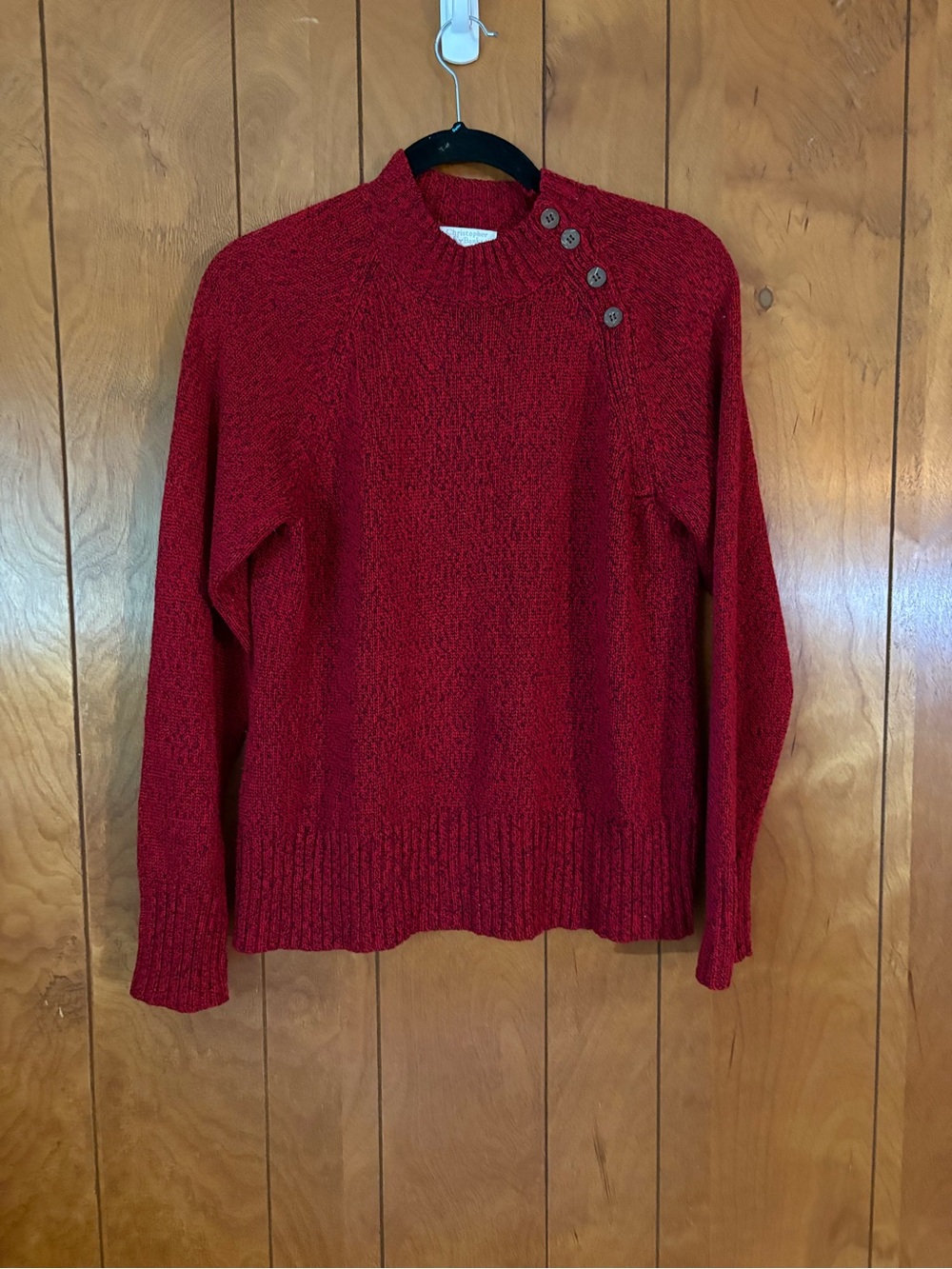 Christopher & Banks Red Button-Shoulder Turtleneck Sweater